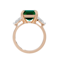Emerald With Pear Diamond 0.893 Carat Lab Grown Diamond Ring