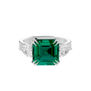 Emerald With Pear Diamond 0.893 Carat Lab Grown Diamond Ring