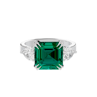 Emerald With Pear Diamond 0.893 Carat Lab Grown Diamond Ring