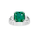Emerald With Pear Diamond 0.893 Carat Lab Grown Diamond Ring