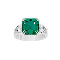 Emerald With Pear Diamond 0.893 Carat Lab Grown Diamond Ring