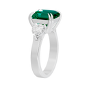 Emerald With Pear Diamond 0.893 Carat Lab Grown Diamond Ring