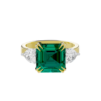 Emerald With Pear Diamond 0.893 Carat Lab Grown Diamond Ring