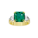 Emerald With Pear Diamond 0.893 Carat Lab Grown Diamond Ring