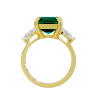 Emerald With Pear Diamond 0.893 Carat Lab Grown Diamond Ring