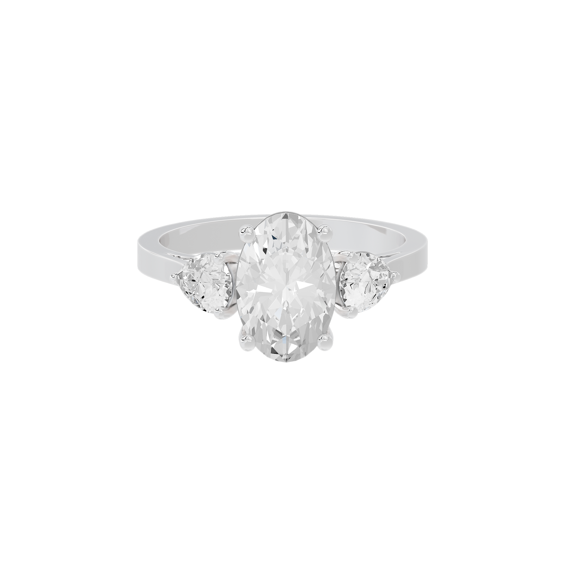 Oval Trio 2.592 Lab Grown Diamond Ring