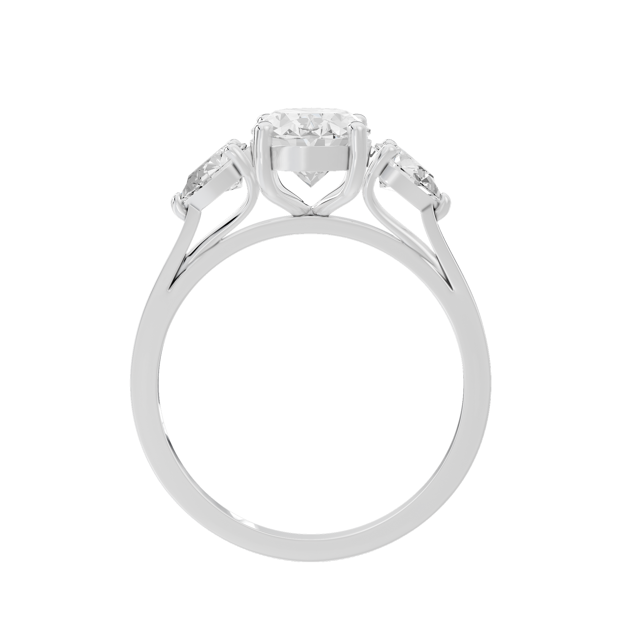 Oval Trio 2.592 Lab Grown Diamond Ring