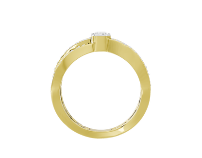 Yellow gold vermeil lab diamond ring, band view with raised center setting