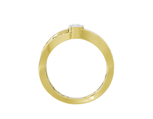 Yellow gold vermeil lab diamond ring, band view with raised center setting