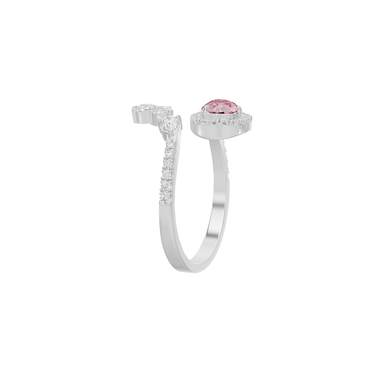 Stacked sterling silver ring set with pink stones and diamond accents