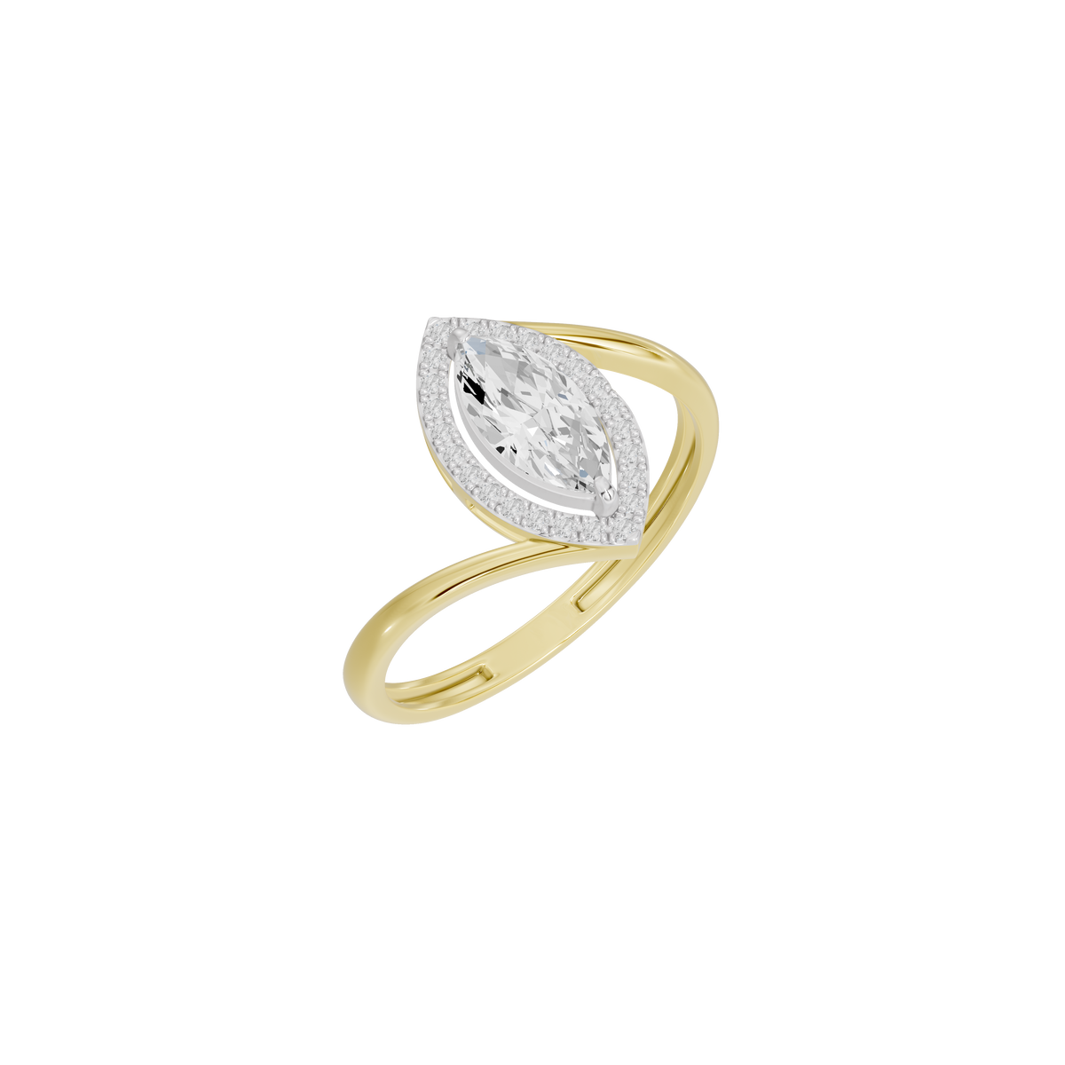 Yellow gold vermeil pear-shaped lab diamond ring with raised halo setting