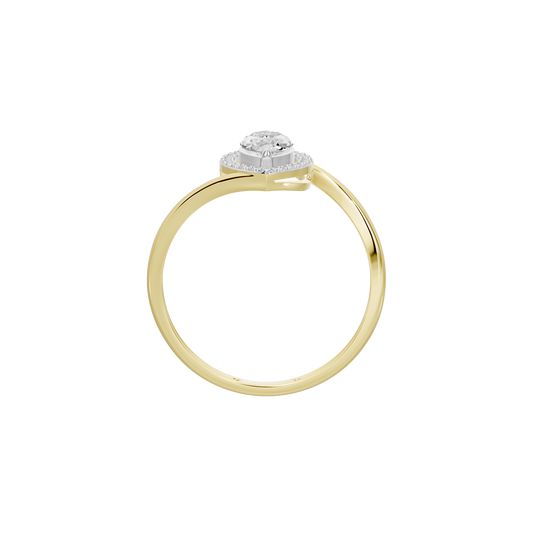 Yellow gold vermeil ring with pear-shaped lab diamond cluster top