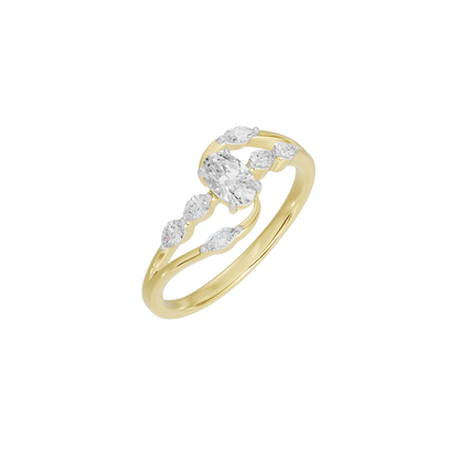 Yellow gold vermeil open band diamond ring with clustered cushion-cut diamonds