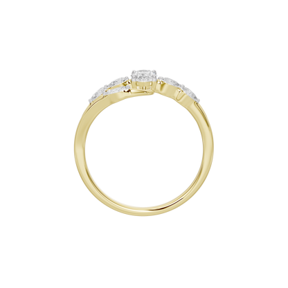 Yellow gold vermeil open band diamond ring with cushion-cut center stone