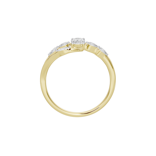 Yellow gold vermeil open band diamond ring with cushion-cut center stone