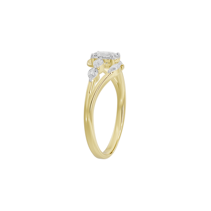 Yellow gold vermeil open band diamond ring with clustered cushion-cut stones