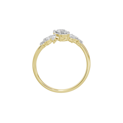 Yellow gold lab diamond ring front view with oval center stone