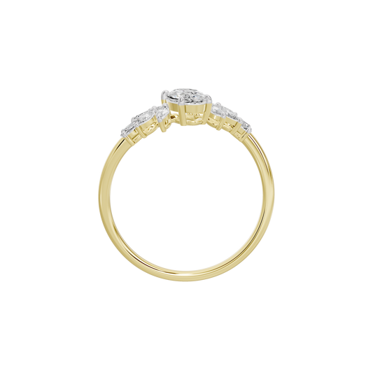 Yellow gold lab diamond ring front view with oval center stone