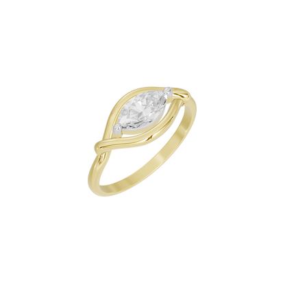 Yellow gold vermeil lab diamond ring with oval center stone in yellow bezel