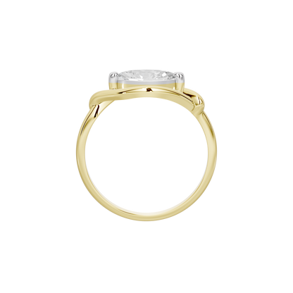 Yellow gold vermeil lab diamond ring with round band and clear top stone