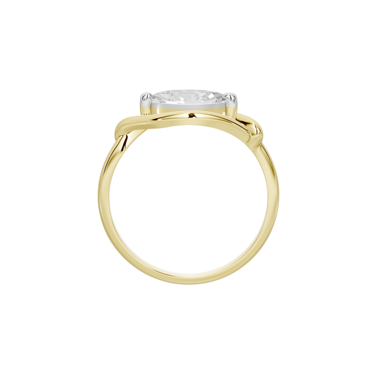 Yellow gold vermeil lab diamond ring with round band and clear top stone