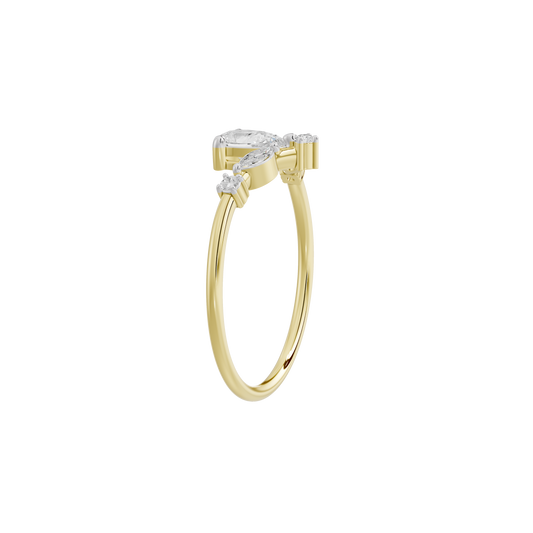 Yellow gold vermeil diamond ring with prong-set stones and slim polished band
