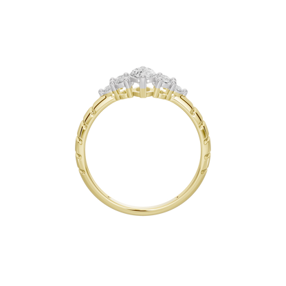 Yellow gold vermeil lab diamond ring with a row of small stones across top