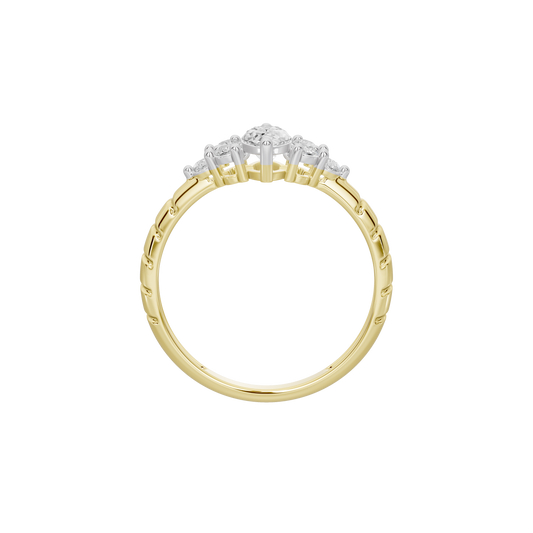 Yellow gold vermeil lab diamond ring with a row of small stones across top