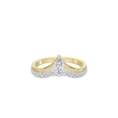 Yellow gold vermeil diamond engagement-style ring with center marquise stone