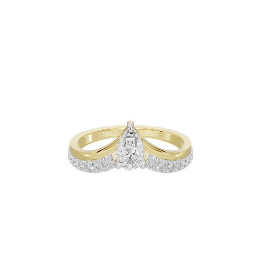Yellow gold vermeil diamond engagement-style ring with center marquise stone