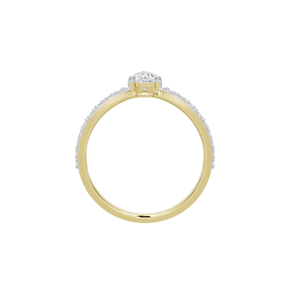 Yellow gold vermeil round band with small central diamond cluster, top view