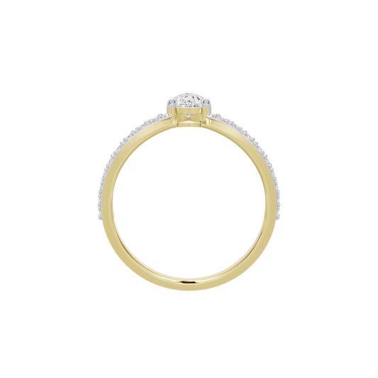 Yellow gold vermeil round band with small central diamond cluster, top view