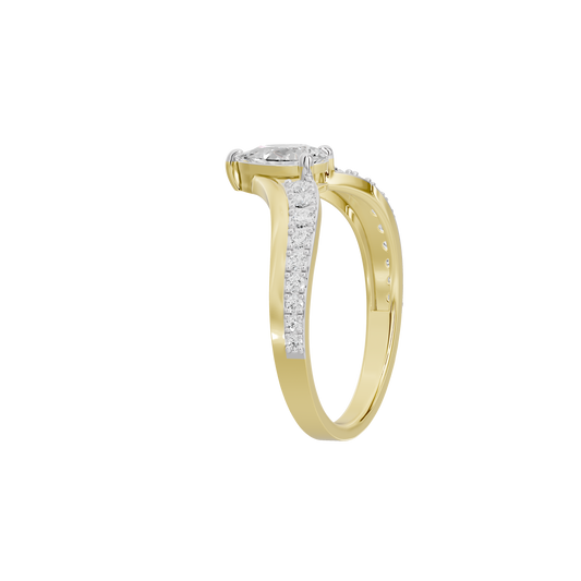 Yellow gold vermeil lab diamond ring with pavé band and halo setting