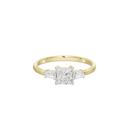 Yellow gold vermeil lab diamond ring with square-cut center stone, straight-on