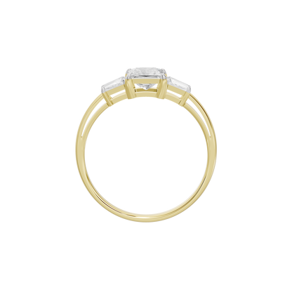 Yellow gold vermeil solitaire ring with square-cut lab diamond, top view