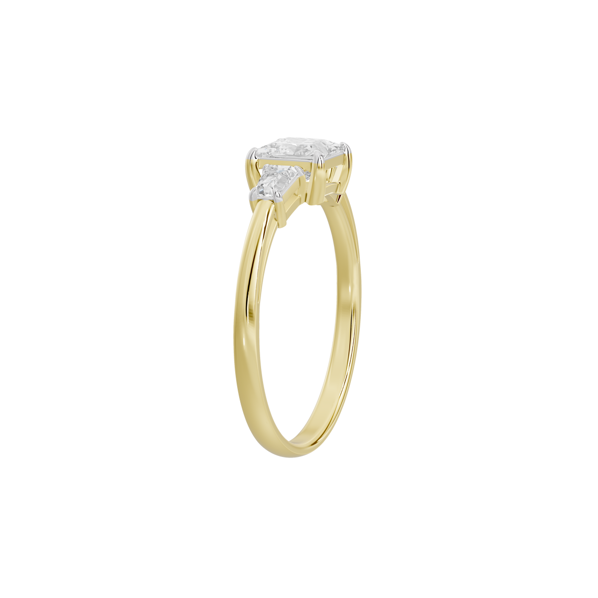 Yellow gold vermeil lab diamond ring with a square-cut solitaire center stone