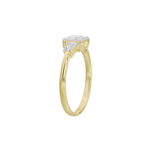 Yellow gold vermeil lab diamond ring with a square-cut solitaire center stone