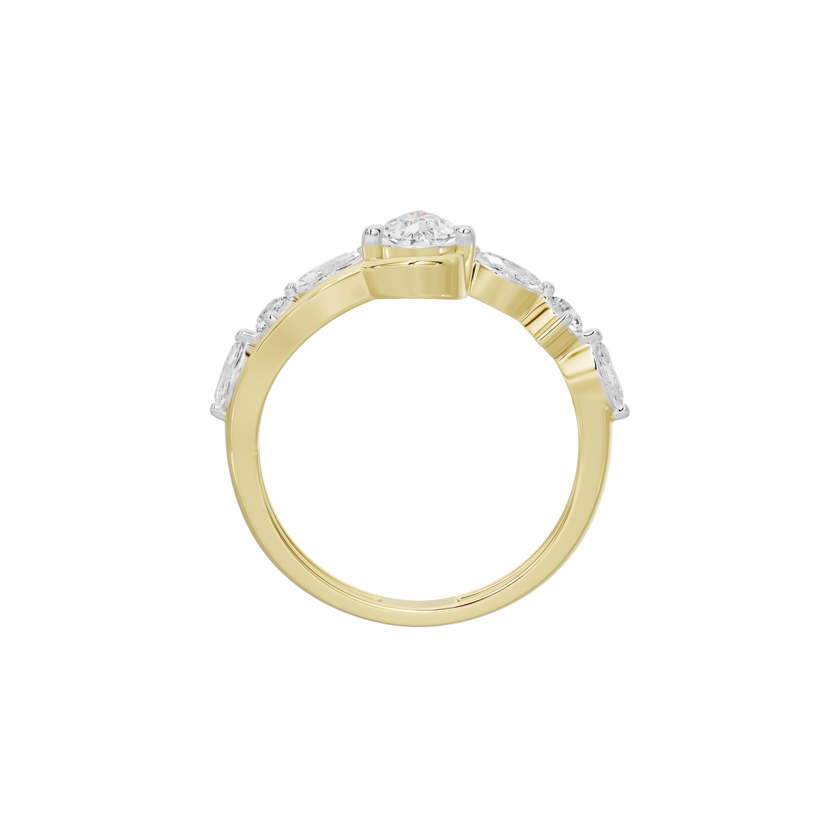 Yellow gold vermeil diamond ring with center round stone and halo of small diamonds