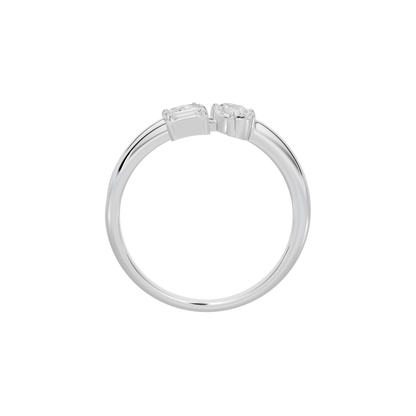 Sterling silver diamond ring band with three-stone cluster top view