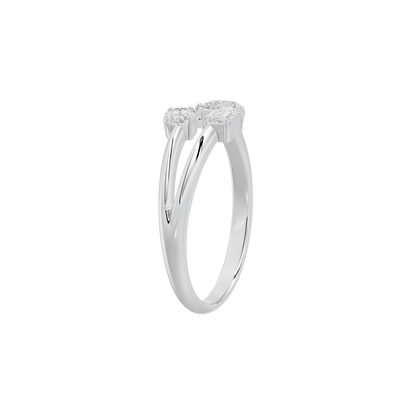 Sterling silver diamond ring with three-stone cluster, polished band