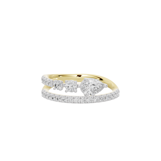 Lucky Strike lab diamond ring in yellow gold vermeil with cluster and pavé stones
