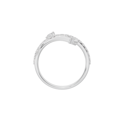 Sterling silver diamond ring band with prong-set stones across the top