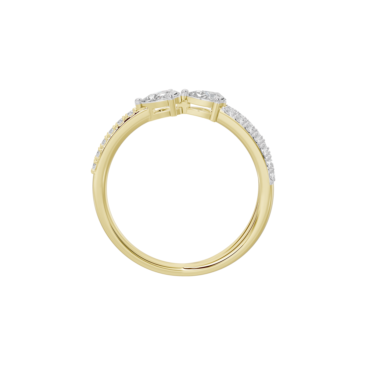 Best Kept lab diamond ring in yellow gold vermeil with pavé diamond accents