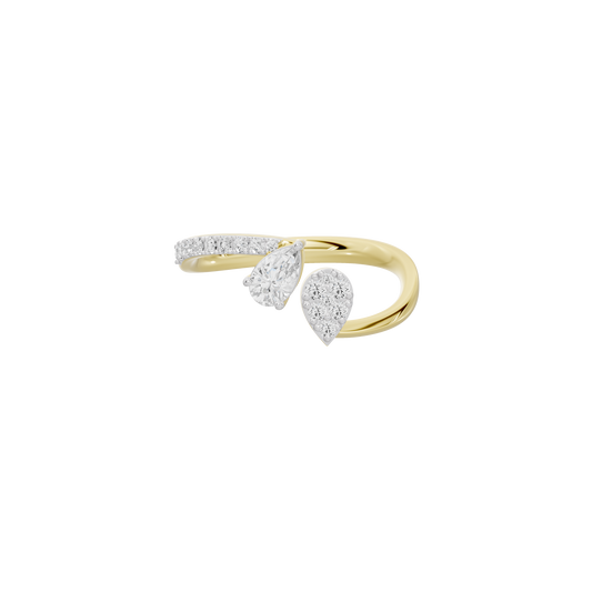 Yellow gold vermeil diamond ring with three round lab diamonds on openwork band