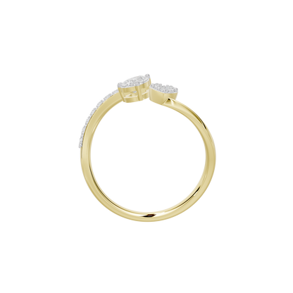 Yellow gold vermeil diamond ring, top view with rectangular setting and sparkle stones