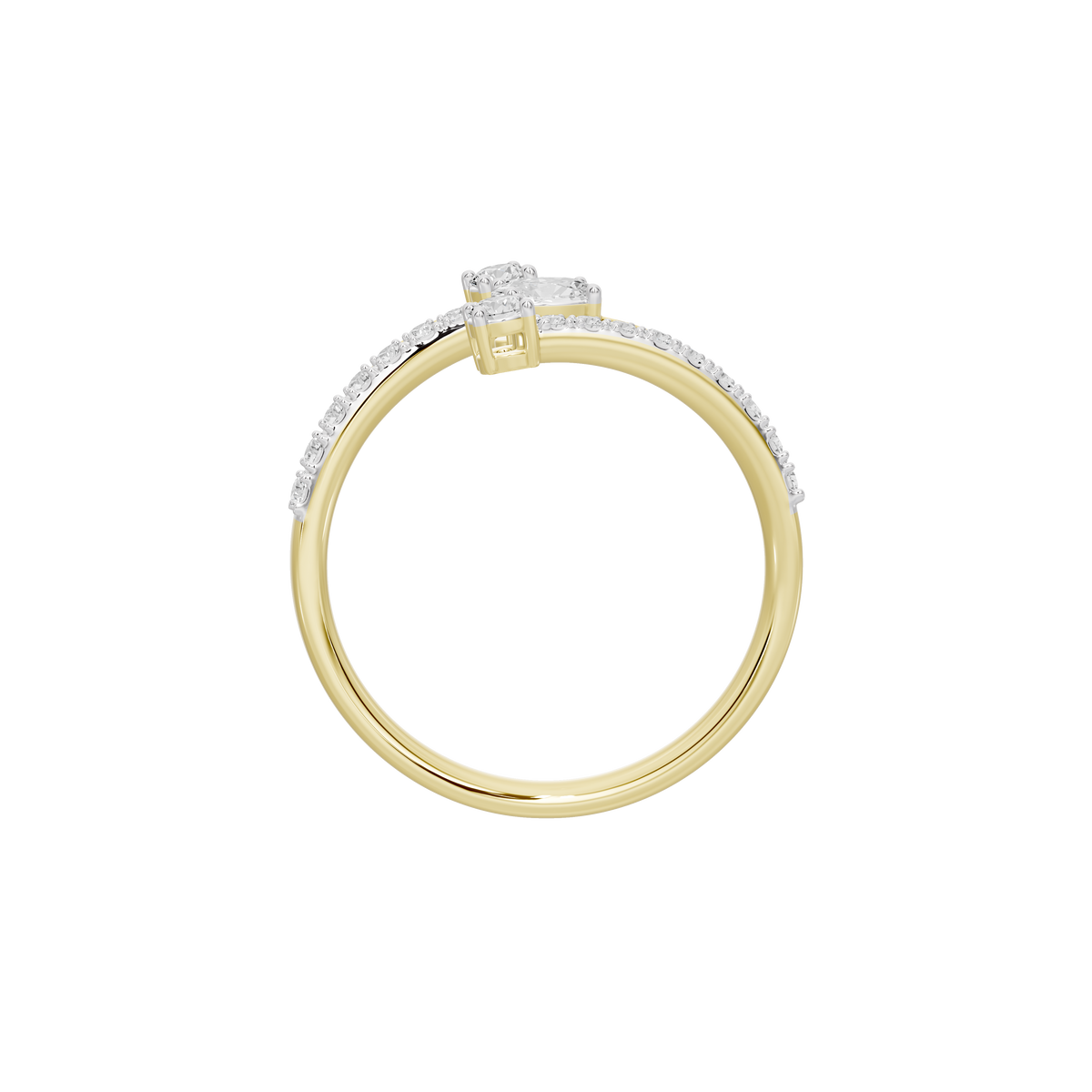 Yellow gold vermeil ring with pavé lab diamonds and square center stone