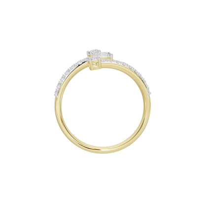 Yellow gold vermeil ring with pavé lab diamonds and square center stone