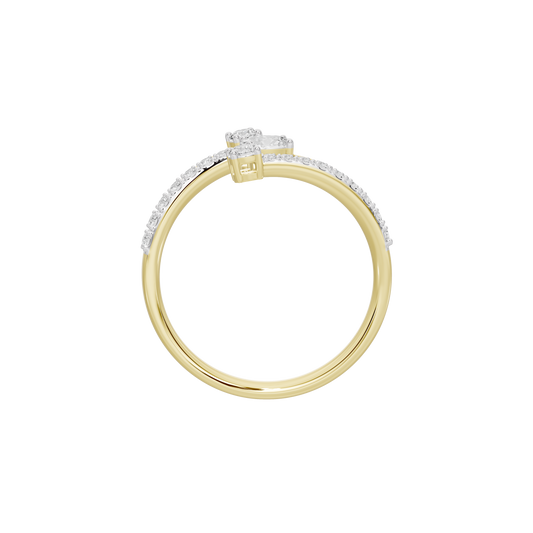 Yellow gold vermeil ring with pavé lab diamonds and square center stone