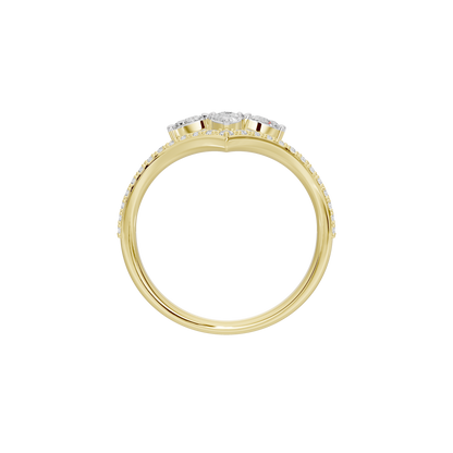 Yellow gold vermeil lab diamond ring with full halo row of small stones