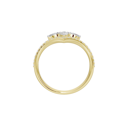 Yellow gold vermeil lab diamond ring with full halo row of small stones